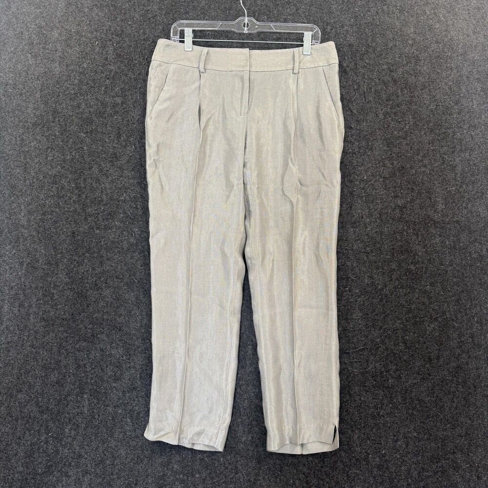Milly Pants Women's 8 Silver Linen Blend Tweed Pleated Lined Dress Made USA